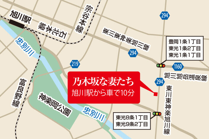 乃木坂な妻たち 旭川店のマップ